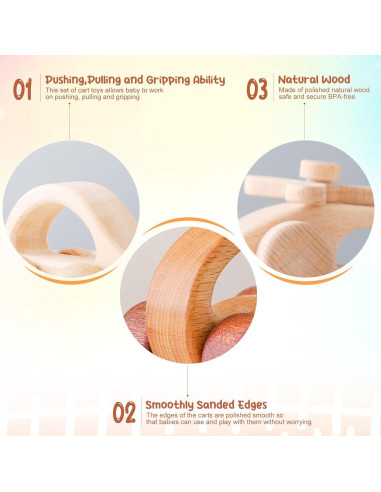 Juguetes de Coche de Madera Montessori Chriswell 2 Piezas