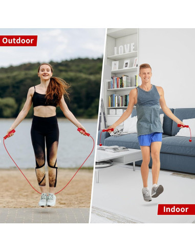 Cuerda de Salto Inalámbrica LSKSSNG Ajustable 2 en 1 para Fitness