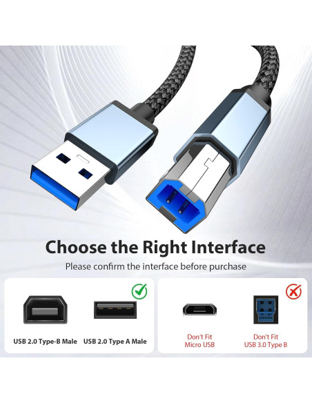 Cable de Impresora USB A a USB B 10 pies AIAUXAI