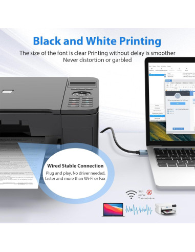 Cable de Impresora USB A a USB B 10 pies AIAUXAI