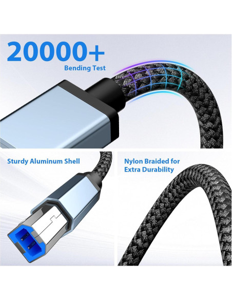 Cable de Impresora USB A a USB B 10 pies AIAUXAI