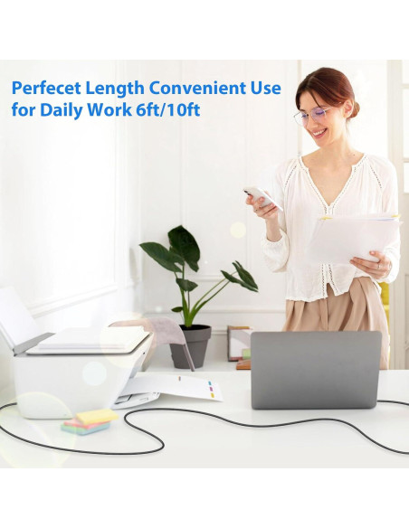 Cable de Impresora USB A a USB B 10 pies AIAUXAI