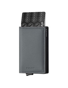 Tarjetero de Crédito VULKIT con Bloqueo RFID de Cuero - Gris
