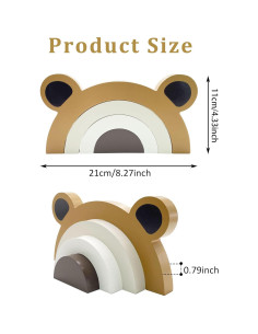 Decoración de Oso de Madera Arcoíris Ajqiomh 21x11cm 2