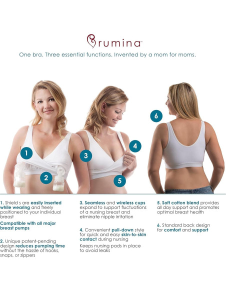 Sujetador de Bombeo y Lactancia Rumina Clásico Negro Mediano