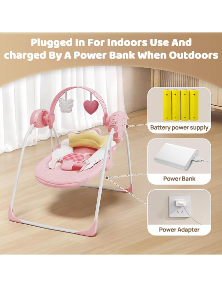 Columpio portátil para bebés Princesa Ángel 0-9 meses 9 kg