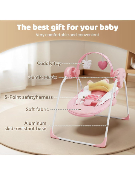 Columpio portátil para bebés Princesa Ángel 0-9 meses 9 kg