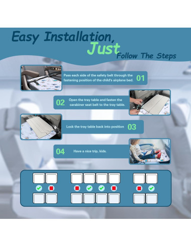 Extensor de Asiento de Avión para Niños FUNSTAR - Cama Portátil Blanca