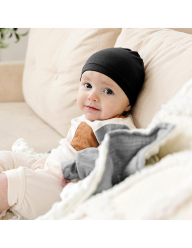 Konssy Paquete de 6 Gorras Beanie Suaves para Bebés 0-6 Meses