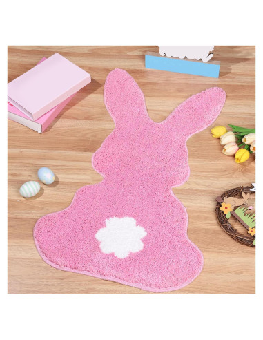 Alfombra de Baño FYSUIMU Conejo de Pascua Rosa 75.9x48 cm
