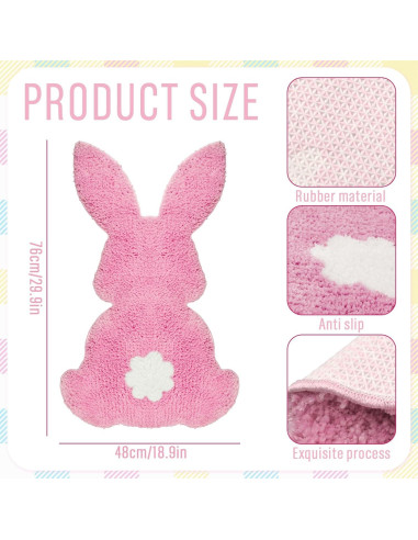 Alfombra de Baño FYSUIMU Conejo de Pascua Rosa 75.9x48 cm