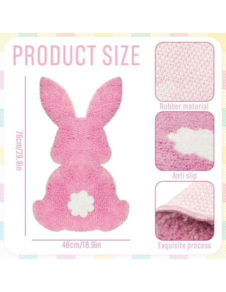 Alfombra de Baño FYSUIMU Conejo de Pascua Rosa 75.9x48 cm