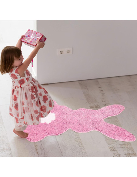 Alfombra de Baño FYSUIMU Conejo de Pascua Rosa 75.9x48 cm