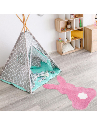 Alfombra de Baño FYSUIMU Conejo de Pascua Rosa 75.9x48 cm