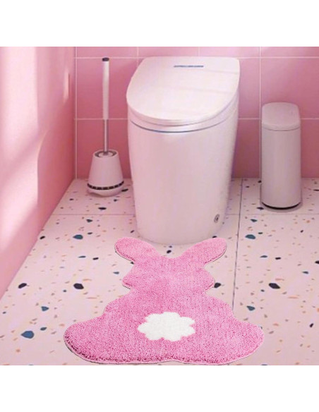 Alfombra de Baño FYSUIMU Conejo de Pascua Rosa 75.9x48 cm