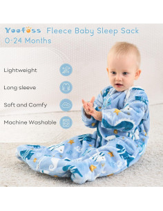 Saco de dormir de felpa Yoofoss 1.5 Tog para bebés 18-24 meses 2