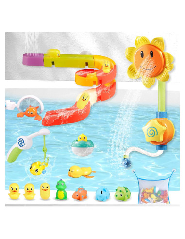 Juguetes de baño DOLIVE para niños 3-8 años con pista y ducha