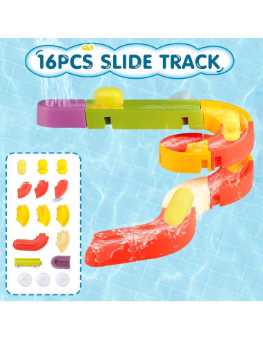 Juguetes de baño DOLIVE para niños 3-8 años con pista y ducha