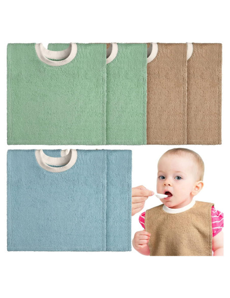 6 Baberos de Algodón Terry para Bebés - Absorbentes y Suaves