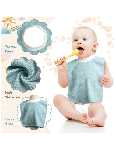 6 Baberos de Algodón Terry para Bebés - Absorbentes y Suaves