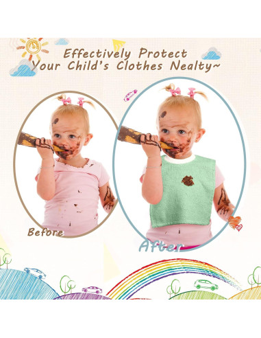 6 Baberos de Algodón Terry para Bebés - Absorbentes y Suaves