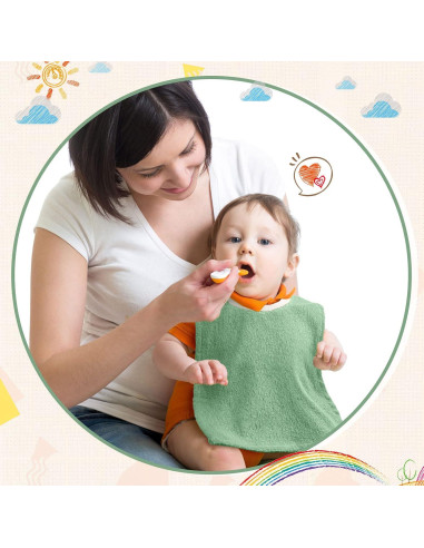 6 Baberos de Algodón Terry para Bebés - Absorbentes y Suaves