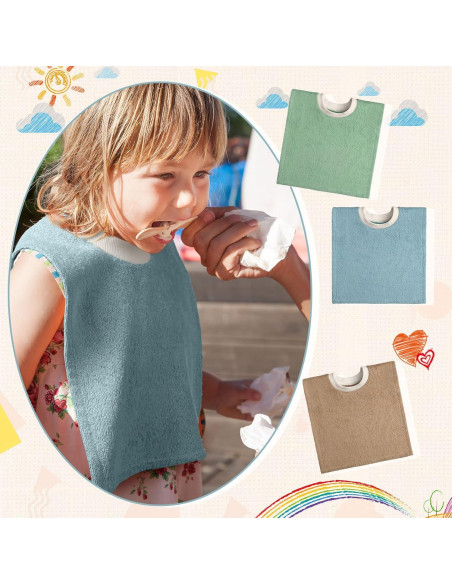 6 Baberos de Algodón Terry para Bebés - Absorbentes y Suaves