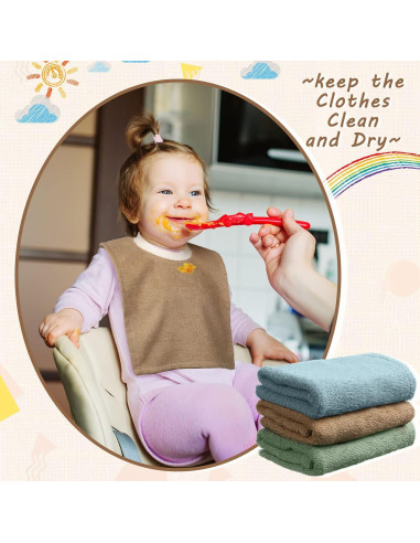 6 Baberos de Algodón Terry para Bebés - Absorbentes y Suaves