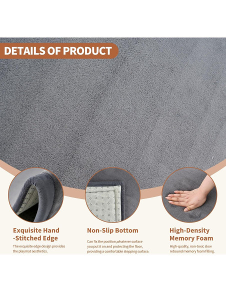 Alfombra de Juego Acolchada DoCred 178x150 cm Gris