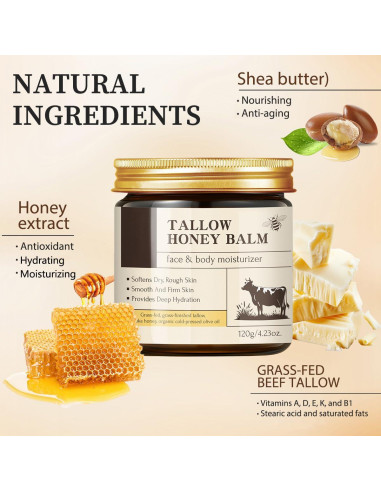 Bálsamo Hidratante Natural GUOYAOLIFU con Sebo de Res y Miel 240g