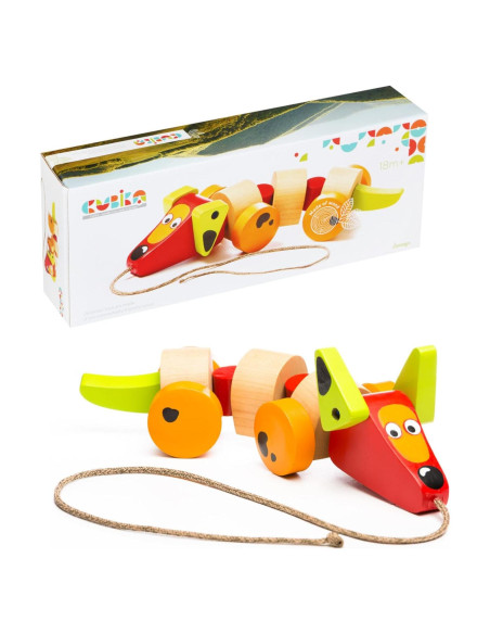 Juguete de Tirar Perro Salchicha Wise Elk - Madera FSC 10.5x26 cm