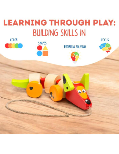 Juguete de Tirar Perro Salchicha Wise Elk - Madera FSC 10.5x26 cm