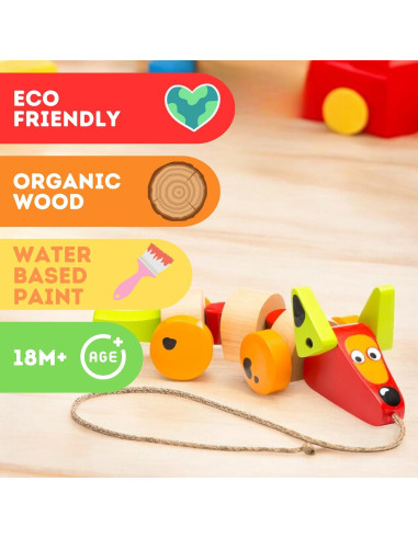 Juguete de Tirar Perro Salchicha Wise Elk - Madera FSC 10.5x26 cm