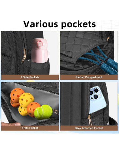 Mochila de Tenis Acolchada BEEYEO 44.96x30 cm Multifuncional