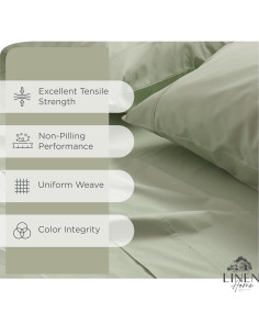 Juego de Sábanas King Size 100% Algodón Percal Linen Home Salvia 2