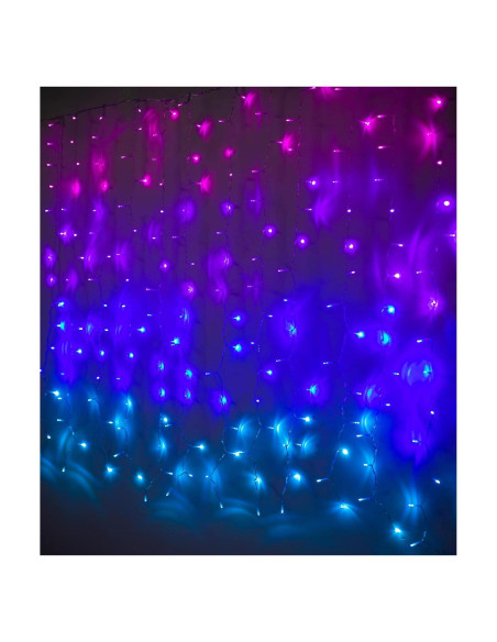 Luces de Cortina LED Ombre Rosa Púrpura Azul CoziTech 1.49x1.55m