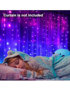Luces de Cortina LED Ombre Rosa Púrpura Azul CoziTech 1.49x1.55m 2