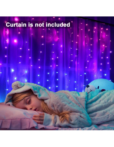 Luces de Cortina LED Ombre Rosa Púrpura Azul CoziTech 1.49x1.55m