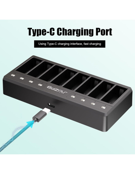 Cargador de Batería JYJZPB 8 Ranuras para GoPro Hero 12/11/10/9