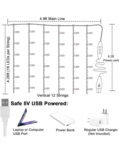 Luces de Cortina LED Ombre Rosa Púrpura Azul CoziTech 1.49x1.55m
