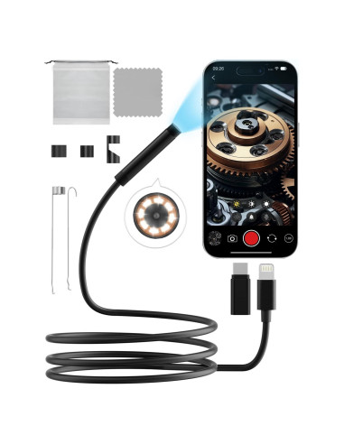 Cámara Endoscopio ZOIOT 1920P HD 1.83M IP67 8mm Luz LED