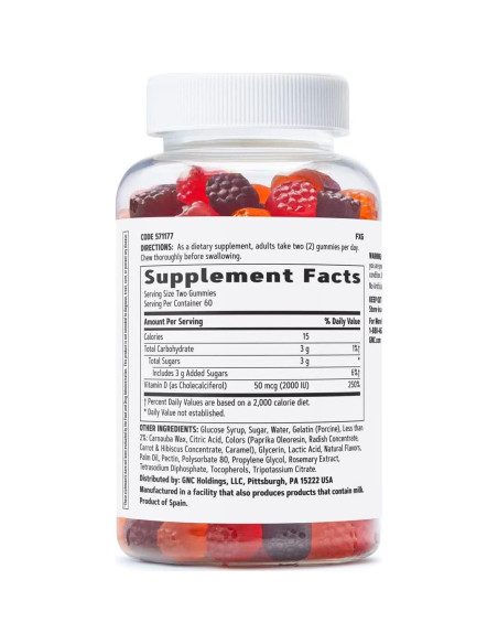Gominolas de Vitamina D-3 GNC 120 Unidades Sabor Durazno
