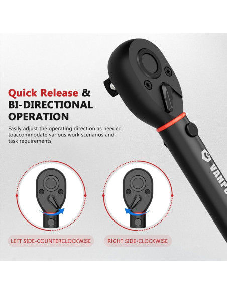 Llave de Torque 1/2" VANPO VP4-170, 13.6-230.5Nm, 72 Dientes