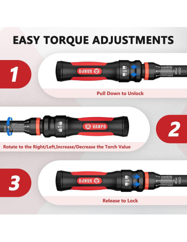 Llave de Torque 1/2" VANPO VP4-170, 13.6-230.5Nm, 72 Dientes
