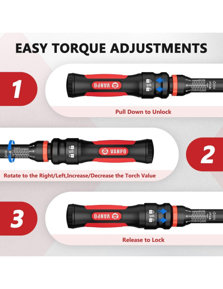 Llave de Torque 1/2" VANPO VP4-170, 13.6-230.5Nm, 72 Dientes