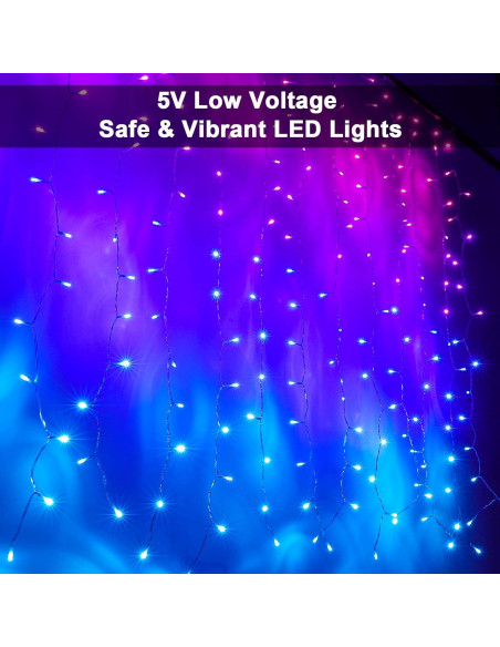 Luces de Cortina LED Ombre Rosa Púrpura Azul CoziTech 1.49x1.55m