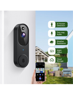 Cámara Timbre Inalámbrica Inteligente 1080P con Visión Nocturna 2