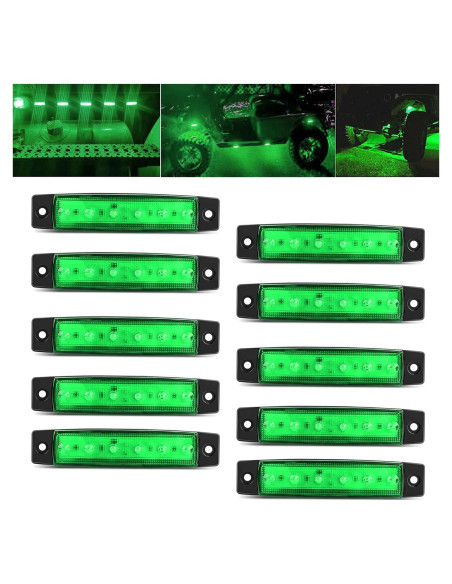 10 Luces de Tira LED Verde FZSSHYG para Vehículos 12V IP67