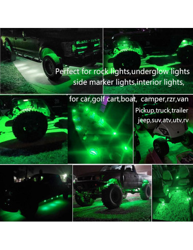 10 Luces de Tira LED Verde FZSSHYG para Vehículos 12V IP67