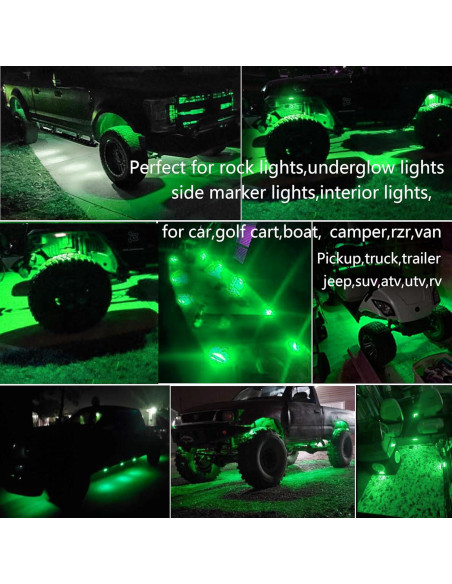 10 Luces de Tira LED Verde FZSSHYG para Vehículos 12V IP67